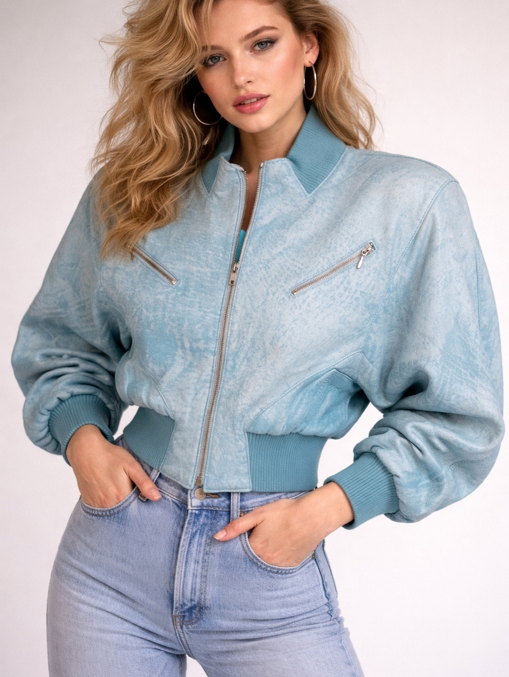 Michael Hoban 80s North Beach Jacket XS Cropped Bomber Leather Batwing Dolman